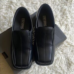 Stacy Adams Black Leather Slip-On Loafers
